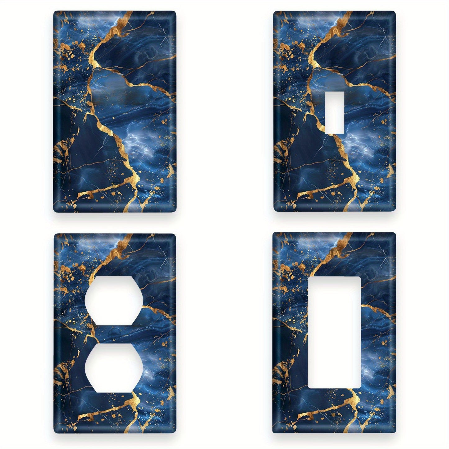 Elegant blue golden marble light switch cover for kitchen, office, bedroom, or bathroom. Stylish home décor upgrade.