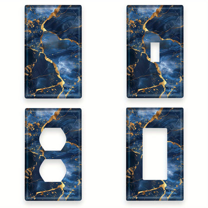 Elegant blue golden marble light switch cover for kitchen, office, bedroom, or bathroom. Stylish home décor upgrade.