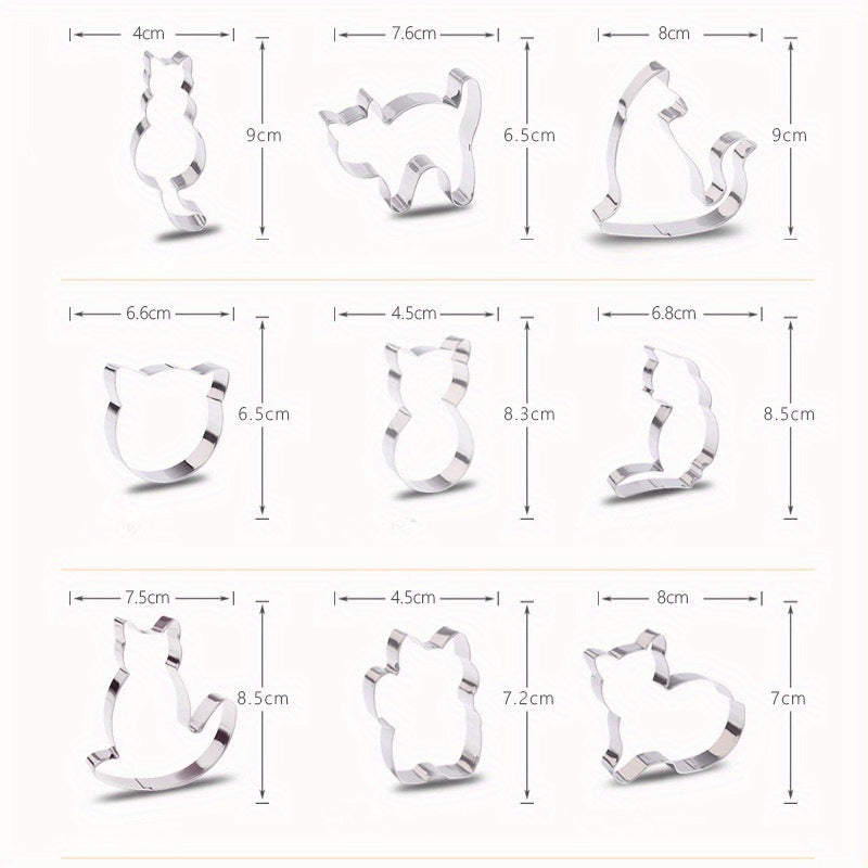 Adorable Stainless Steel Kitten Cookie Mold, Mousse Ring, and Creative Cartoon Fruit Cutting Mold for Baking