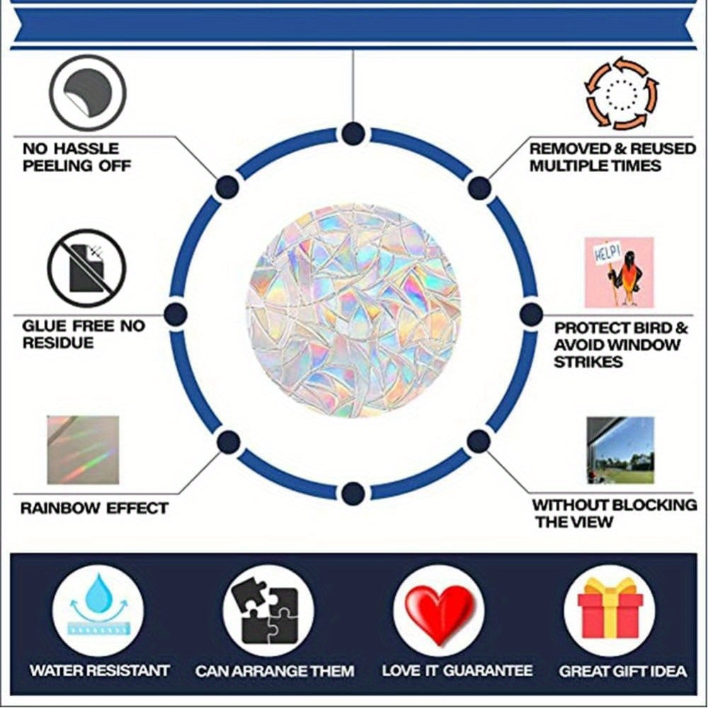 Набор из 18 наклеек на окна в виде радужных звезд — неклеящиеся виниловые наклейки для стеклянных окон, многоразовые, безопасные для птиц и стильные украшения для дома