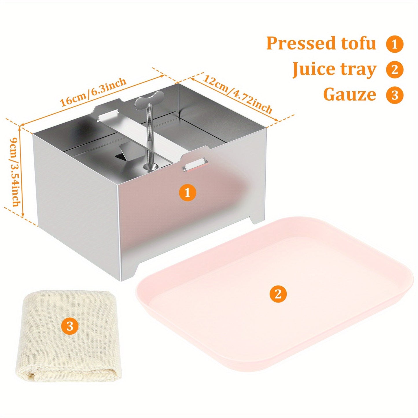 Easily Make Homemade Tofu with our Adjustable Stainless Steel Tofu Press Kit - Includes Drip Tray & Cloth - Dishwasher Safe and Simple to Use