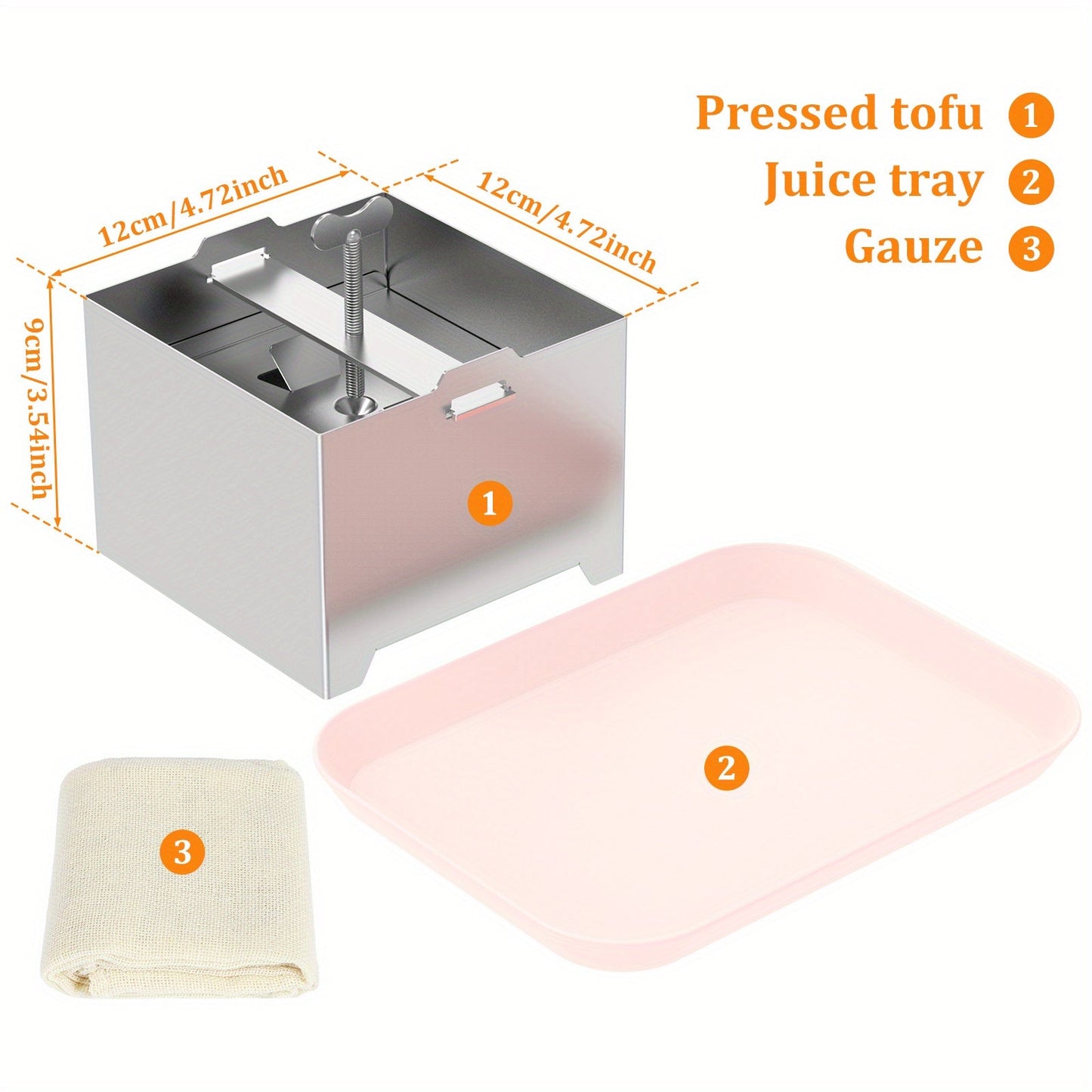 Easily Make Homemade Tofu with our Adjustable Stainless Steel Tofu Press Kit - Includes Drip Tray & Cloth - Dishwasher Safe and Simple to Use