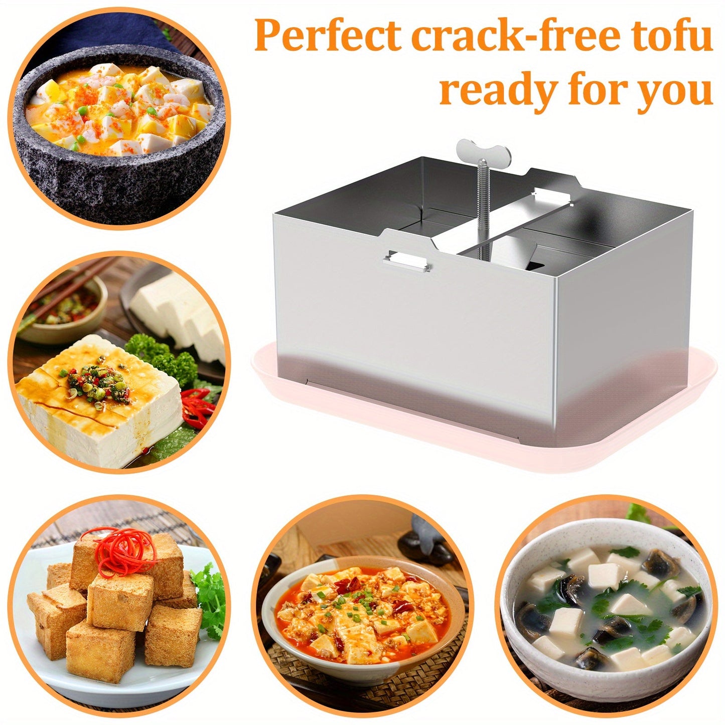 Easily Make Homemade Tofu with our Adjustable Stainless Steel Tofu Press Kit - Includes Drip Tray & Cloth - Dishwasher Safe and Simple to Use