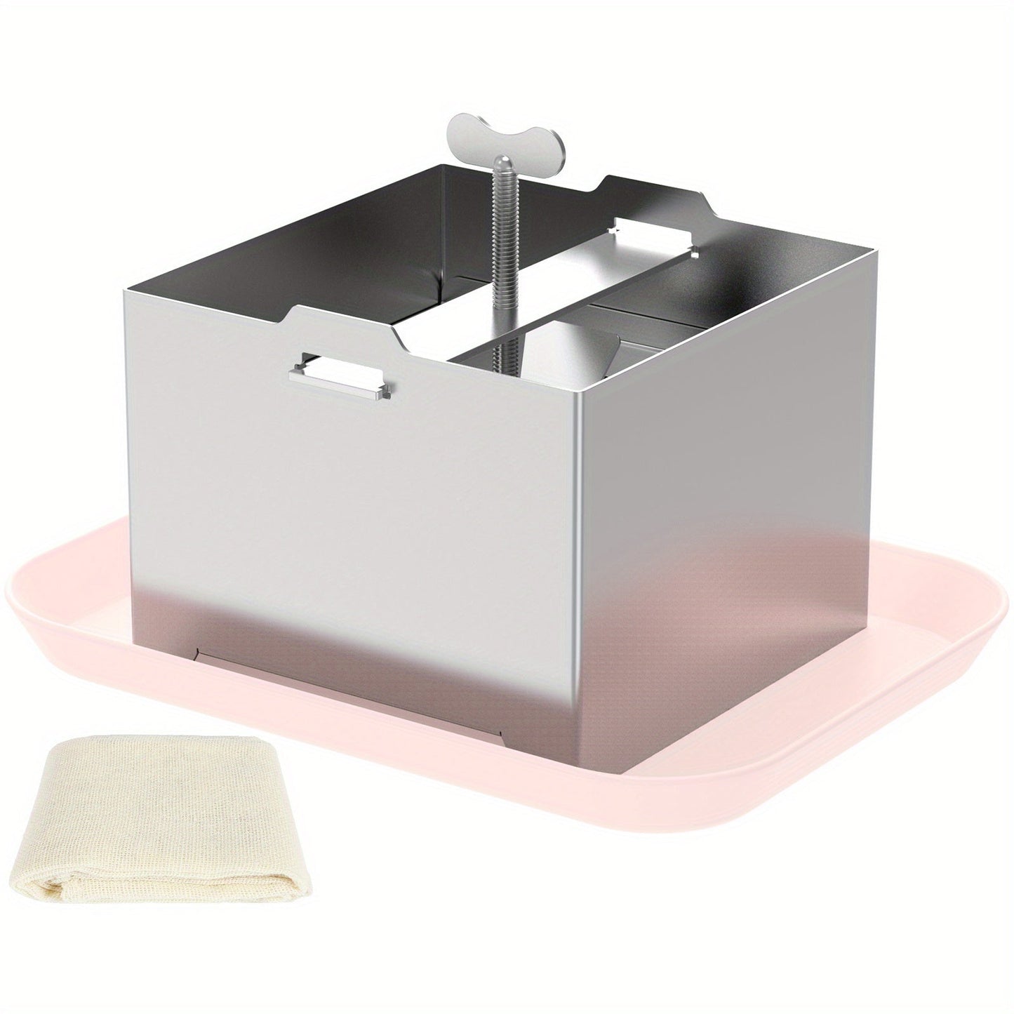 Easily Make Homemade Tofu with our Adjustable Stainless Steel Tofu Press Kit - Includes Drip Tray & Cloth - Dishwasher Safe and Simple to Use