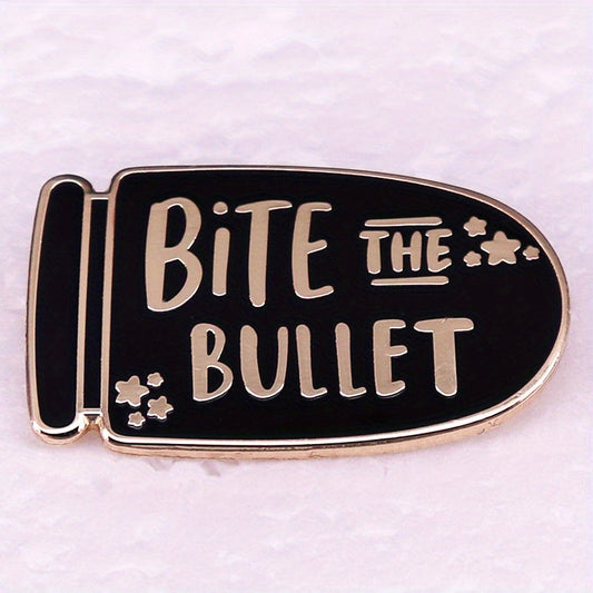 1pc "Bite the Bullet" Enamel Pin Brooch - Stylish Christmas Accessory for Jackets, Bags, Clothes, and Hats - Perfect Gift for Loved Ones - Made of High-Quality Alloy