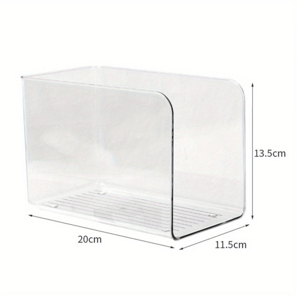 Premium acrylic book stand with transparent, U-shaped design and large capacity. Features non-slip base, easy-carry handles, and space-saving design for books and magazines. Ideal for home