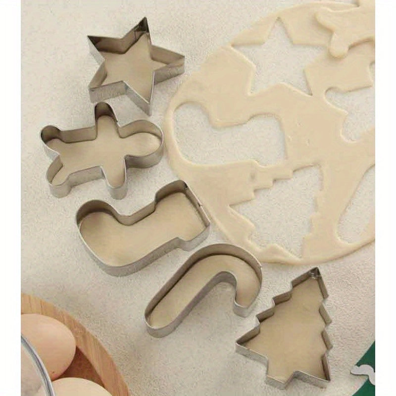 Kit of 5 Cookie Cutters for Christmas Baking, made of Stainless Steel - DIY Baking Tools