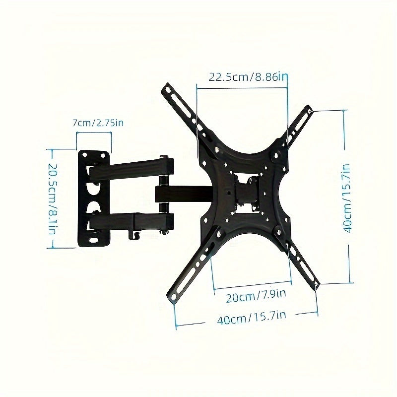 International Style Heavy Duty Cast Iron Adjustable Full Motion TV Wall Mount Bracket with Pedestal Base, Suitable for 81.28-139.7 cm LED/LCD Flat & Curved Screen TVs, No Power Required, Supports Up to 19.96KG Capacity.