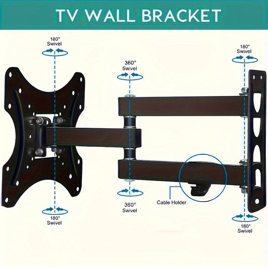 International Style Heavy Duty Cast Iron Adjustable Full Motion TV Wall Mount Bracket with Pedestal Base, Suitable for 81.28-139.7 cm LED/LCD Flat & Curved Screen TVs, No Power Required, Supports Up to 19.96KG Capacity.