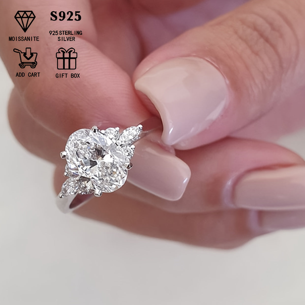 Stunning 2ct/1ct Moissanite Engagement Ring - Crafted with Hypoallergenic Sterling Silver S925, Featuring a Luxurious Four-Prong Design for Women. Ideal for Weddings, Anniversaries, and Valentine's Day with Gift Box and Certificate Included.