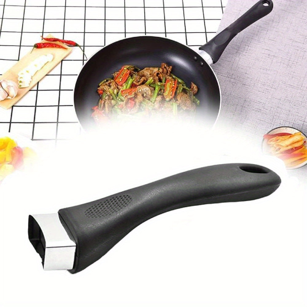 Silicone Non-Slip Pot Handle Grip - Black Long Replacement with Screw for Saucepan and Frying Pan - Kitchen Cookware Accessory - No Electricity Required - Bakelite Pot Handle