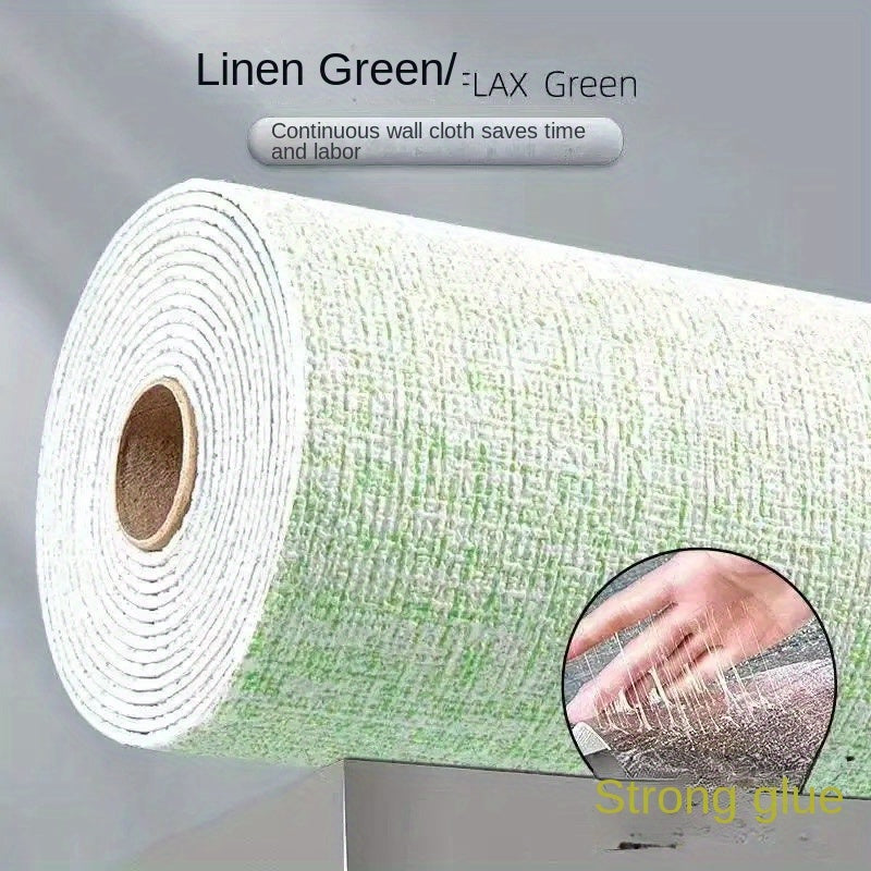 5M roll of linen wallpaper with self-adhesive backing, 3D textured design. Ideal for easy bedroom decor or rental renovation.