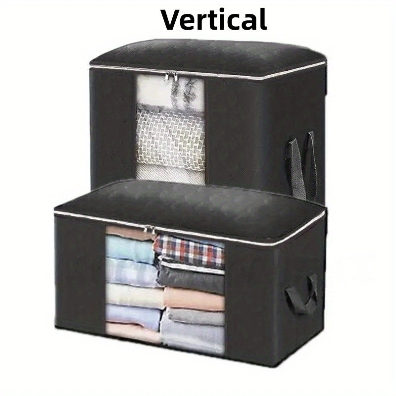 Spacious Cloth Storage Bag with Clear Window: Ideal for Organizing Quilts, Blankets, Bedding, and Clothing - Foldable Organizer for Clothes - Bedroom Storage Solution