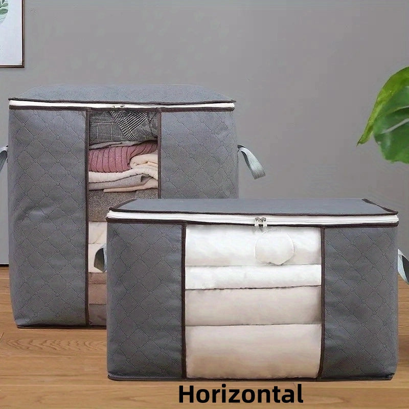 Spacious Cloth Storage Bag with Clear Window: Ideal for Organizing Quilts, Blankets, Bedding, and Clothing - Foldable Organizer for Clothes - Bedroom Storage Solution