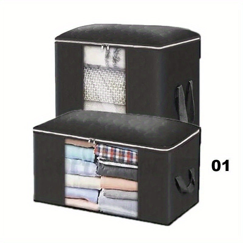 Spacious Cloth Storage Bag with Clear Window: Ideal for Organizing Quilts, Blankets, Bedding, and Clothing - Foldable Organizer for Clothes - Bedroom Storage Solution