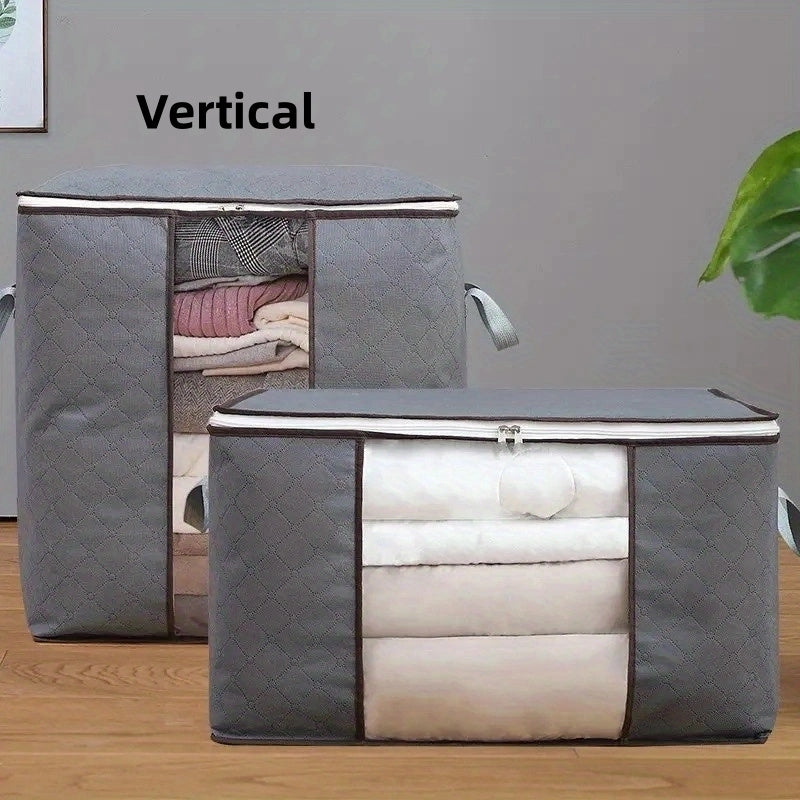 Spacious Cloth Storage Bag with Clear Window: Ideal for Organizing Quilts, Blankets, Bedding, and Clothing - Foldable Organizer for Clothes - Bedroom Storage Solution