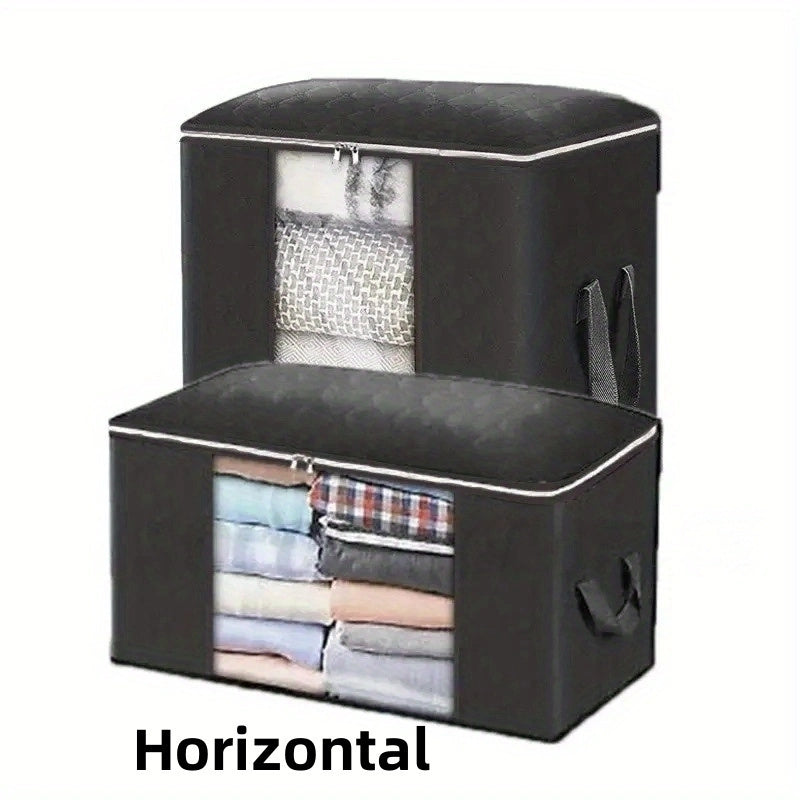 Spacious Cloth Storage Bag with Clear Window: Ideal for Organizing Quilts, Blankets, Bedding, and Clothing - Foldable Organizer for Clothes - Bedroom Storage Solution