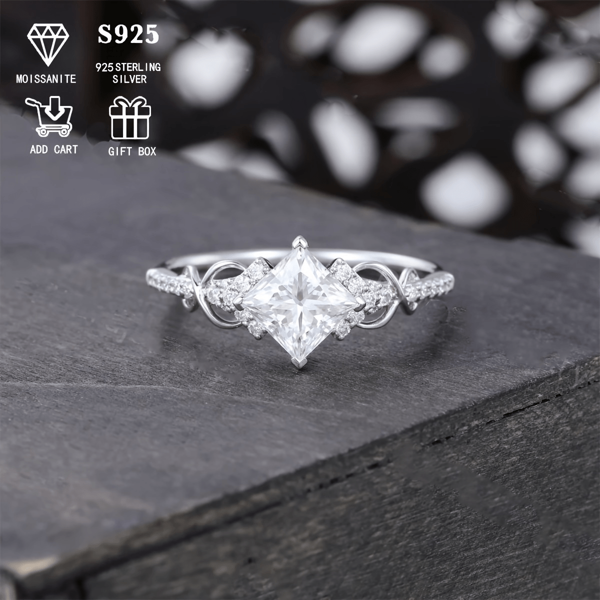 Stunning Vintage Infinity Design 2ct/1ct Moissanite Engagement Ring - crafted with Hypoallergenic Sterling Silver S925, Ideal for Women on Anniversaries & Valentine's Day. Includes Certificate and Luxury Gift Box.