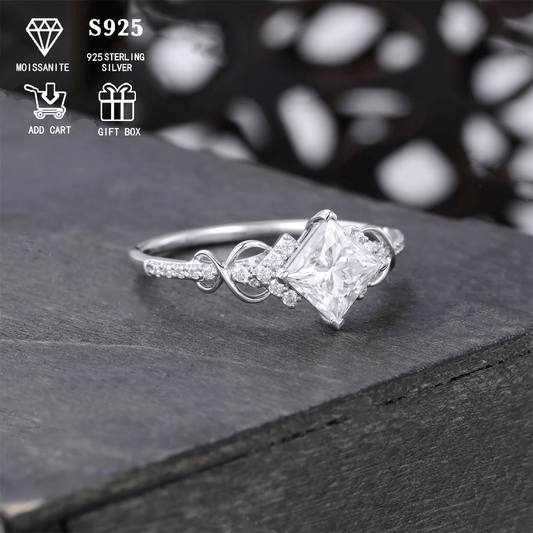 Stunning Vintage Infinity Design 2ct/1ct Moissanite Engagement Ring - crafted with Hypoallergenic Sterling Silver S925, Ideal for Women on Anniversaries & Valentine's Day. Includes Certificate and Luxury Gift Box.