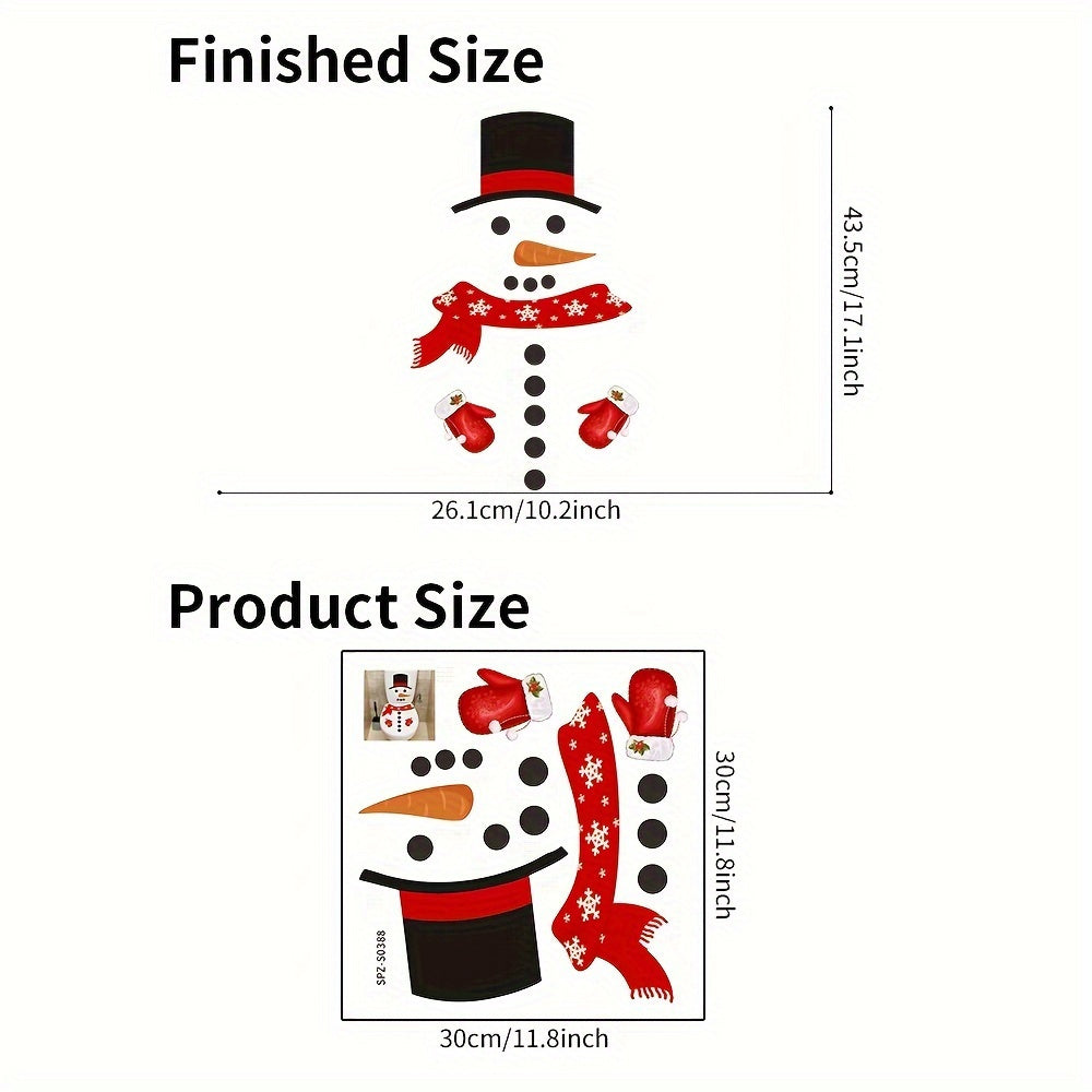 1pc Festive 3D Snowman Toilet Lid Decal - Easy to apply and remove, Christmas bathroom decoration sticker featuring red scarf and green top hat. No power required. Made of plastic. Ideal for holiday home decor.