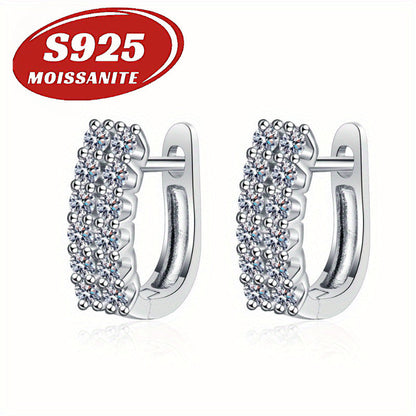 These elegant double row stud earrings feature a total of 0.72 carats of sparkling Moissanite stones set in 925 Sterling Silver. Perfect for daily wear, these earrings exude a sense of luxury and high-end design, with a touch of European and American