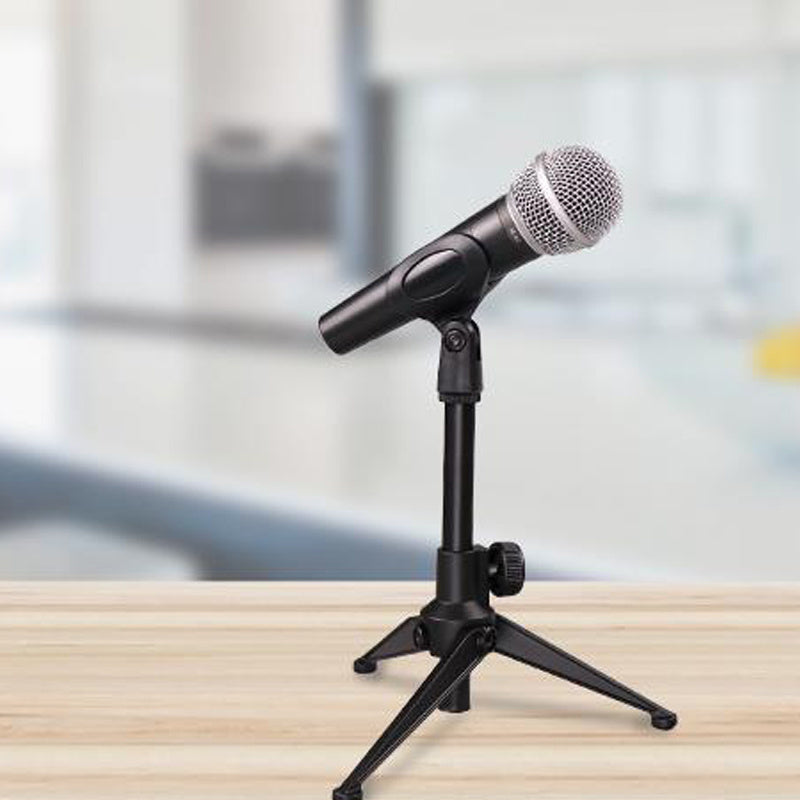 Adjustable microphone stand with XLR connector, portable and foldable for office and recording studio.