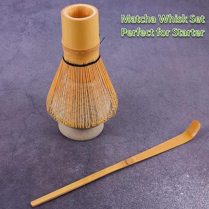 Handcrafted Matcha Tea Set with Whisk, Scoop, and Holder. Complete Traditional Japanese Tea Ceremony Kit with 2 Pieces.