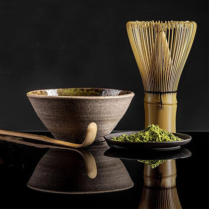 Handcrafted Matcha Tea Set with Whisk, Scoop, and Holder. Complete Traditional Japanese Tea Ceremony Kit with 2 Pieces.