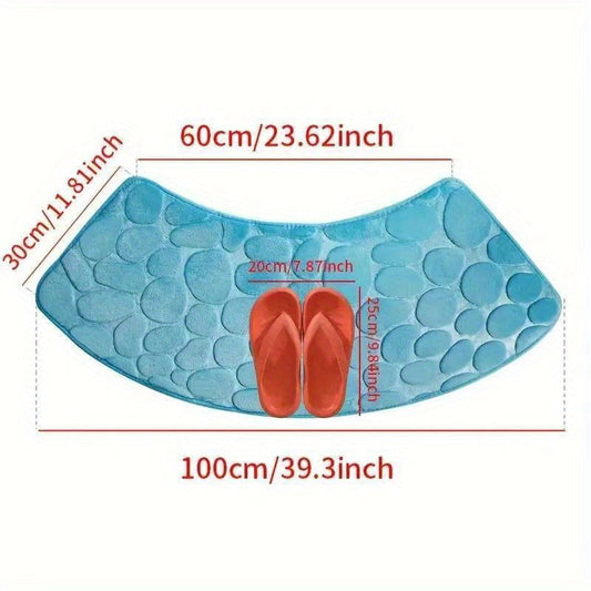 Non-Slip Fan-Shaped Bath Mat made of Polyester, Water Absorbent and Dirt Resistant, Machine Washable, Ideal for Larger Sized Showers