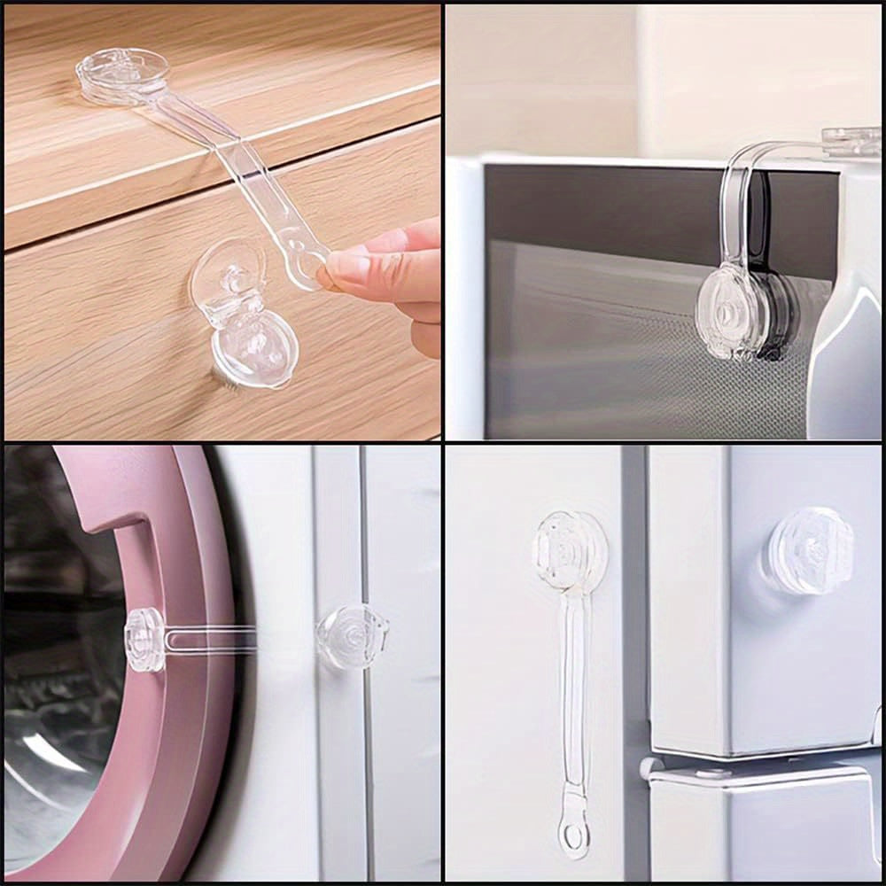 Set of 6 Youngsters' Safety Cabinet Locks, Transparent Long Design, for Refrigerators, Cabinets, Drawers, and Toilets, Ideal for Children Ages 0-6