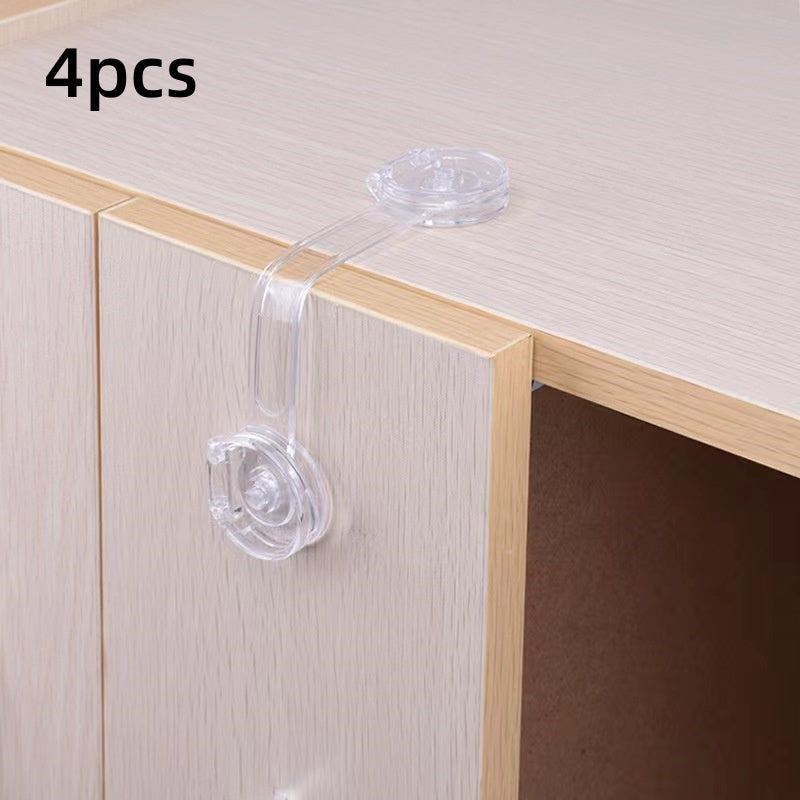 2/4 Pack of Transparent Safety Locks & Straps for Cabinets, Refrigerators, Drawers, and Toilets - Made with Lead-Free Plastic, Suitable for Children Ages 8 and Under