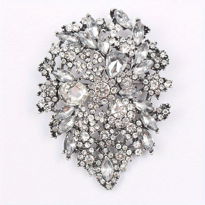 Chic and Sparkling Floral Brooch with Rhinestones, Stylish Fashion Accessory, Minimalist Design, Oversized Flower Lapel Pin Perfect for Weddings and Special Occasions