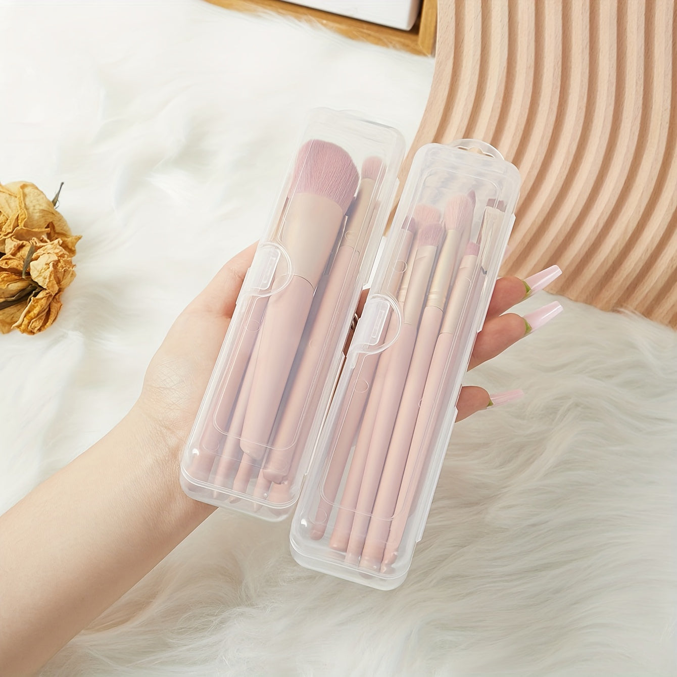 Clear Flip-Top Portable Storage Case for Cutlery, Toothbrush, and Makeup Brushes - Plastic Organizer for Home, School, Office, and Dorm