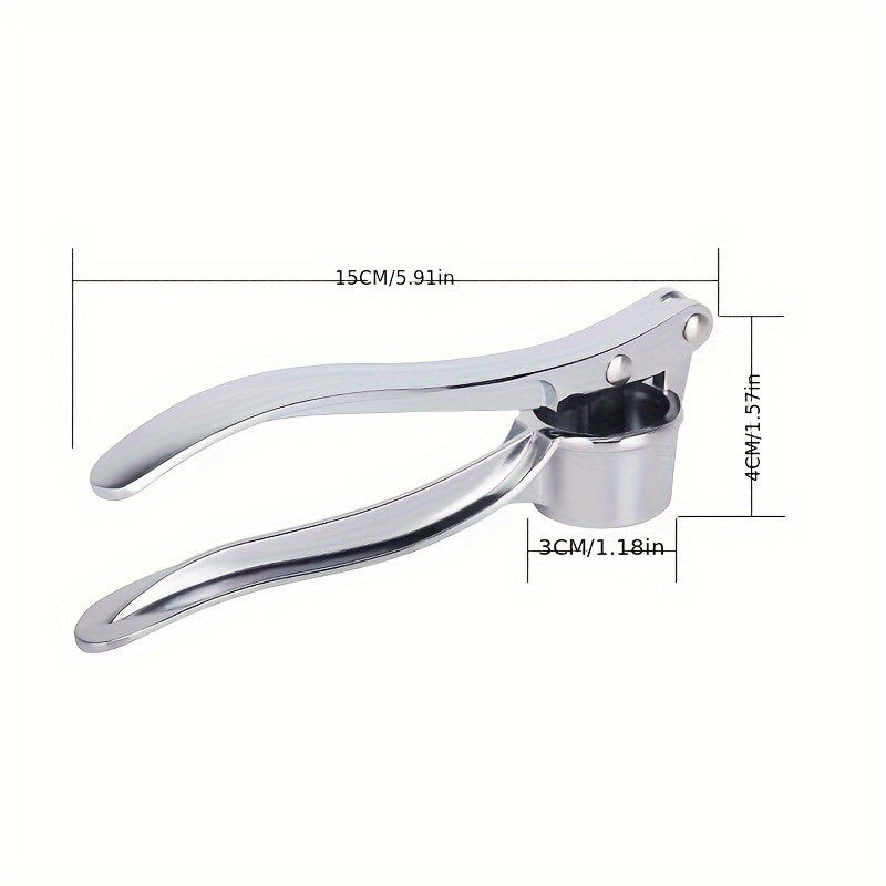 Stainless Steel Garlic Press - A versatile kitchen tool for effortless garlic crushing, ginger squeezing, and more.