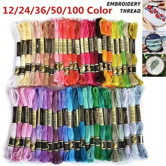 High-quality cotton embroidery floss in various color packs for needle art projects.