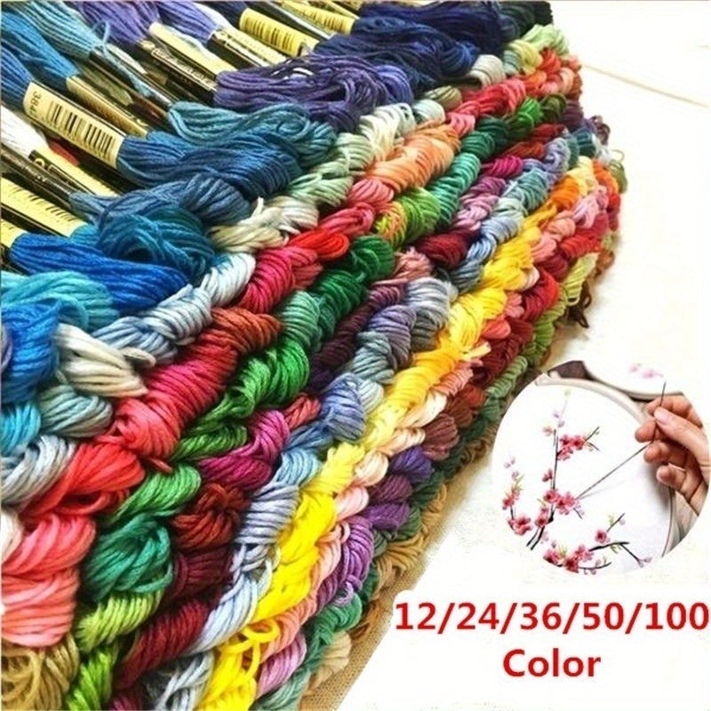 High-quality cotton embroidery floss in various color packs for needle art projects.