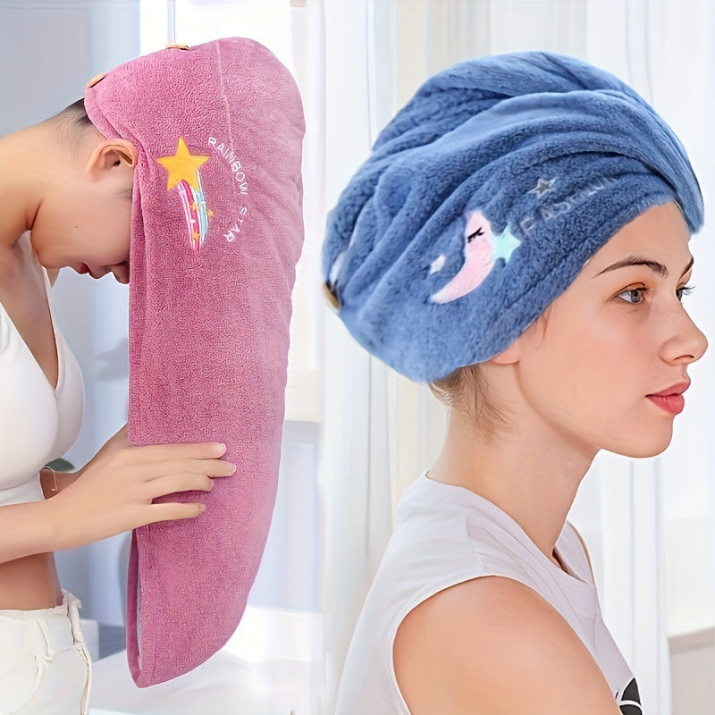 Velvet bath cap with a coastal theme, contemporary style, and high absorbency. Perfect for drying hair.