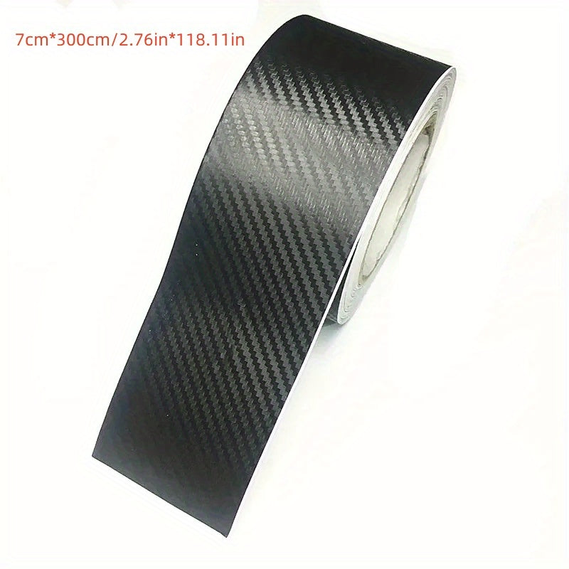 Protective film with carbon fiber pattern adhesive sealer for installing on car and home surfaces, available in 5.0cm*3.0meter or 7.01cm*3.0meter sizes.