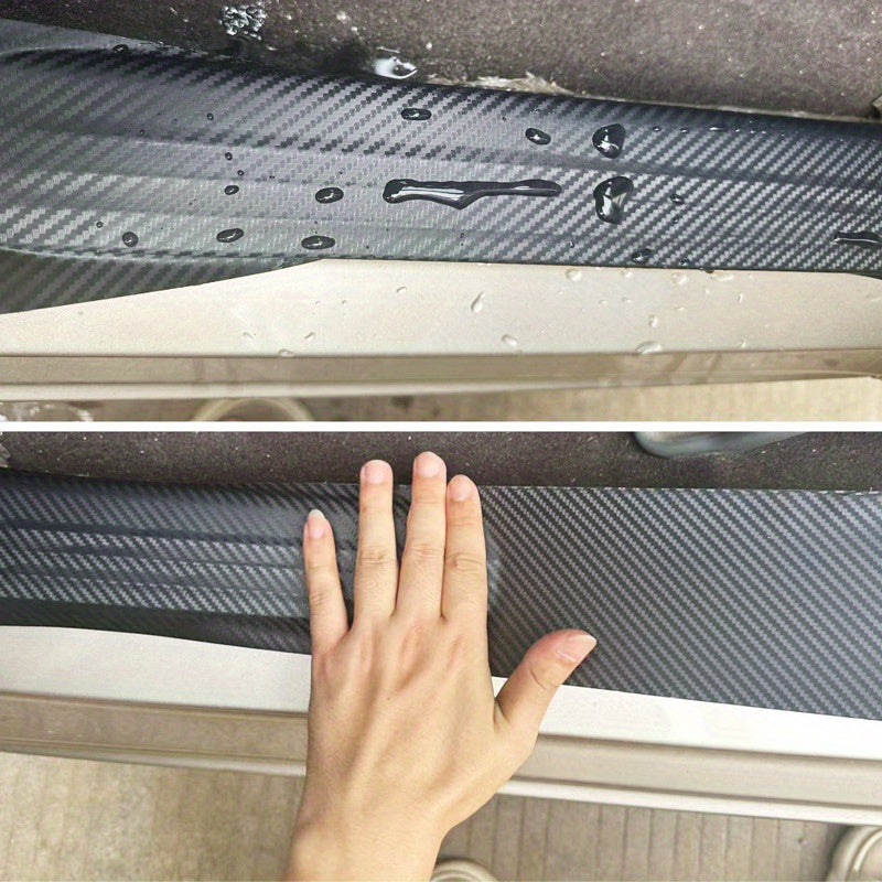 Protective film with carbon fiber pattern adhesive sealer for installing on car and home surfaces, available in 5.0cm*3.0meter or 7.01cm*3.0meter sizes.