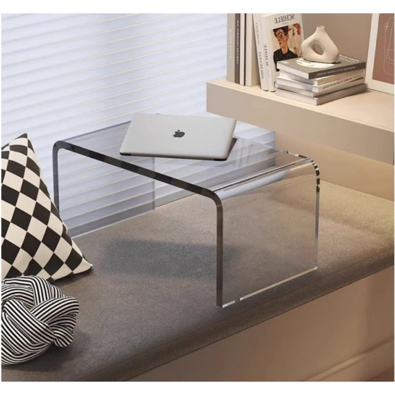 Japanese Tatami Style Acrylic Pizza Window Sill Table with Space-Saving Low to Floor Design, Perfect for Bedroom & Balcony Use