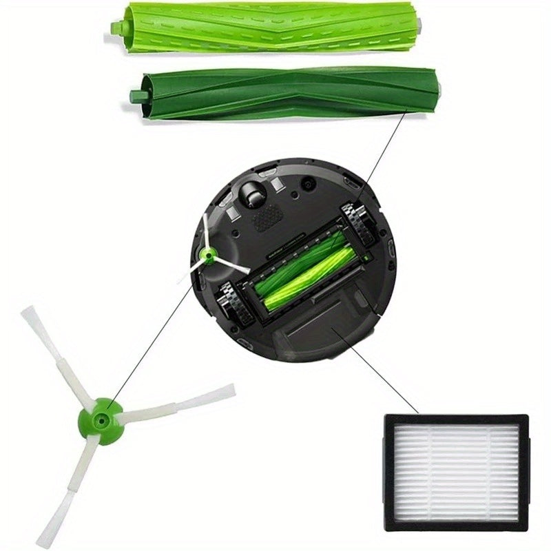 Get 23 replacement parts for your IRobot vacuum, including 2 sets of surface rubber roller brushes, 6 filters, 6 side brushes, 6 vacuum bags, and 1 tool. Compatible with I7, I3, I4, I6, I8, J7, J7 Plus, E5, E6, and E7 models.