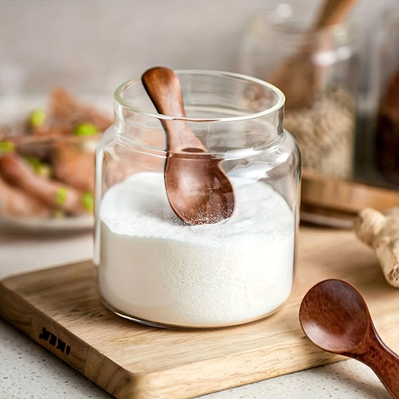 Essential Kitchen Gadget: Mini Wooden Spoon for Ice Cream, Tea & Coffee - Wide-Mouth Design, Short Handle - Ideal for Seasonings, Sugar & Salt