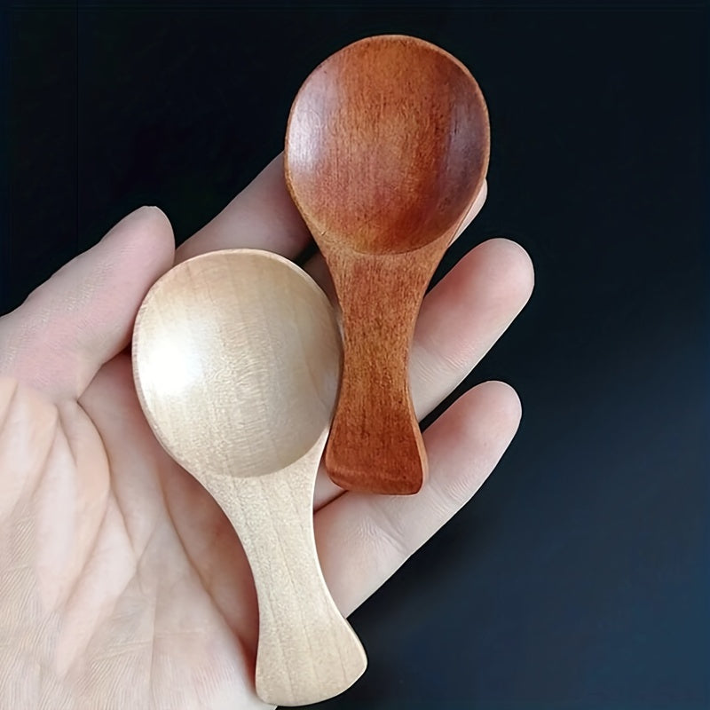 Essential Kitchen Gadget: Mini Wooden Spoon for Ice Cream, Tea & Coffee - Wide-Mouth Design, Short Handle - Ideal for Seasonings, Sugar & Salt