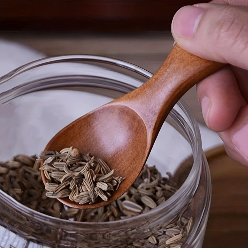 Essential Kitchen Gadget: Mini Wooden Spoon for Ice Cream, Tea & Coffee - Wide-Mouth Design, Short Handle - Ideal for Seasonings, Sugar & Salt