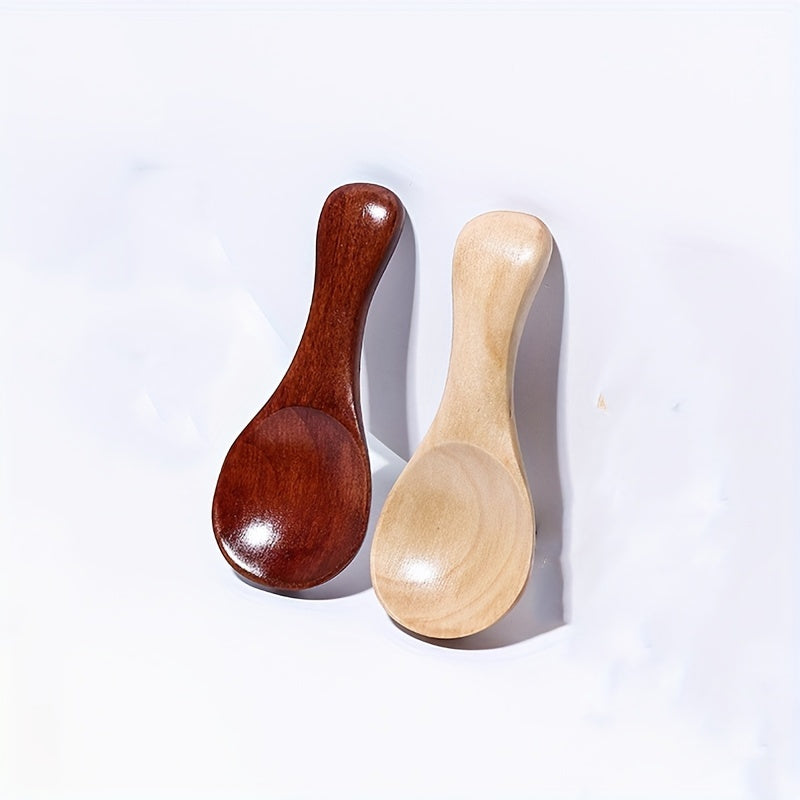 Essential Kitchen Gadget: Mini Wooden Spoon for Ice Cream, Tea & Coffee - Wide-Mouth Design, Short Handle - Ideal for Seasonings, Sugar & Salt