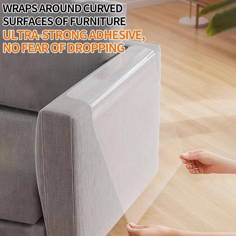 Protect your furniture with PurrGuard Double-Sided Clear PVC Anti-Scratch Sticky Tape. This cut-to-size cat scratch deterrent is perfect for couches and requires no electricity or wooden materials. Keep your furniture safe with this easy-to-use furniture