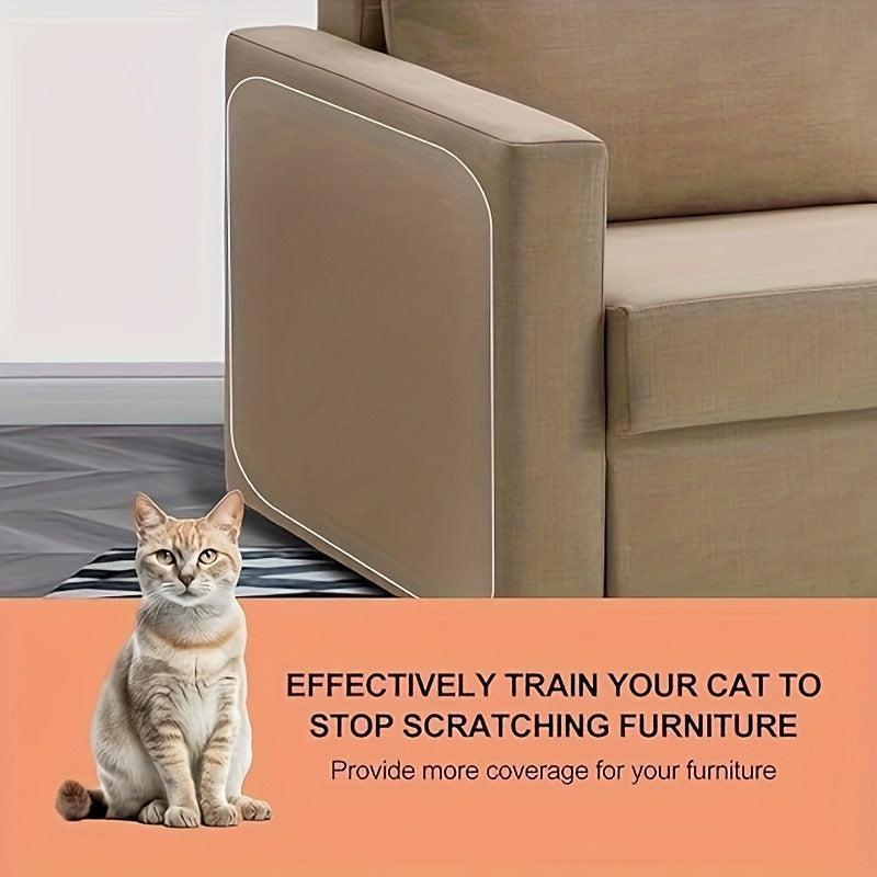 Protect your furniture with PurrGuard Double-Sided Clear PVC Anti-Scratch Sticky Tape. This cut-to-size cat scratch deterrent is perfect for couches and requires no electricity or wooden materials. Keep your furniture safe with this easy-to-use furniture