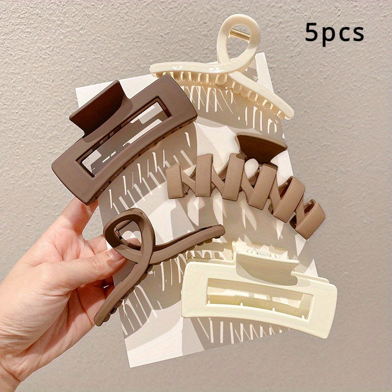 5/8/10pcs Coffee Milk Colored Hair Clips, Flower Square Semicircle Shaped Hairpins, Ideal for Party Holiday Hair Styling, Great Gifts for Girls