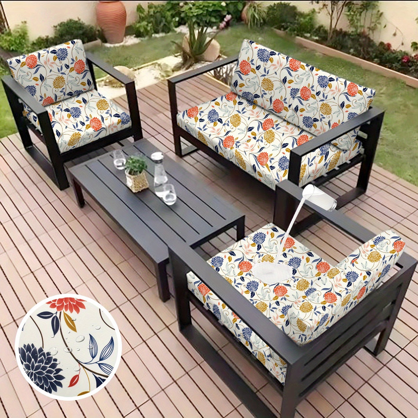 Durable and comfortable sofa cushion cover made of polyester and spandex, machine washable, perfect for outdoor and patio decoration.