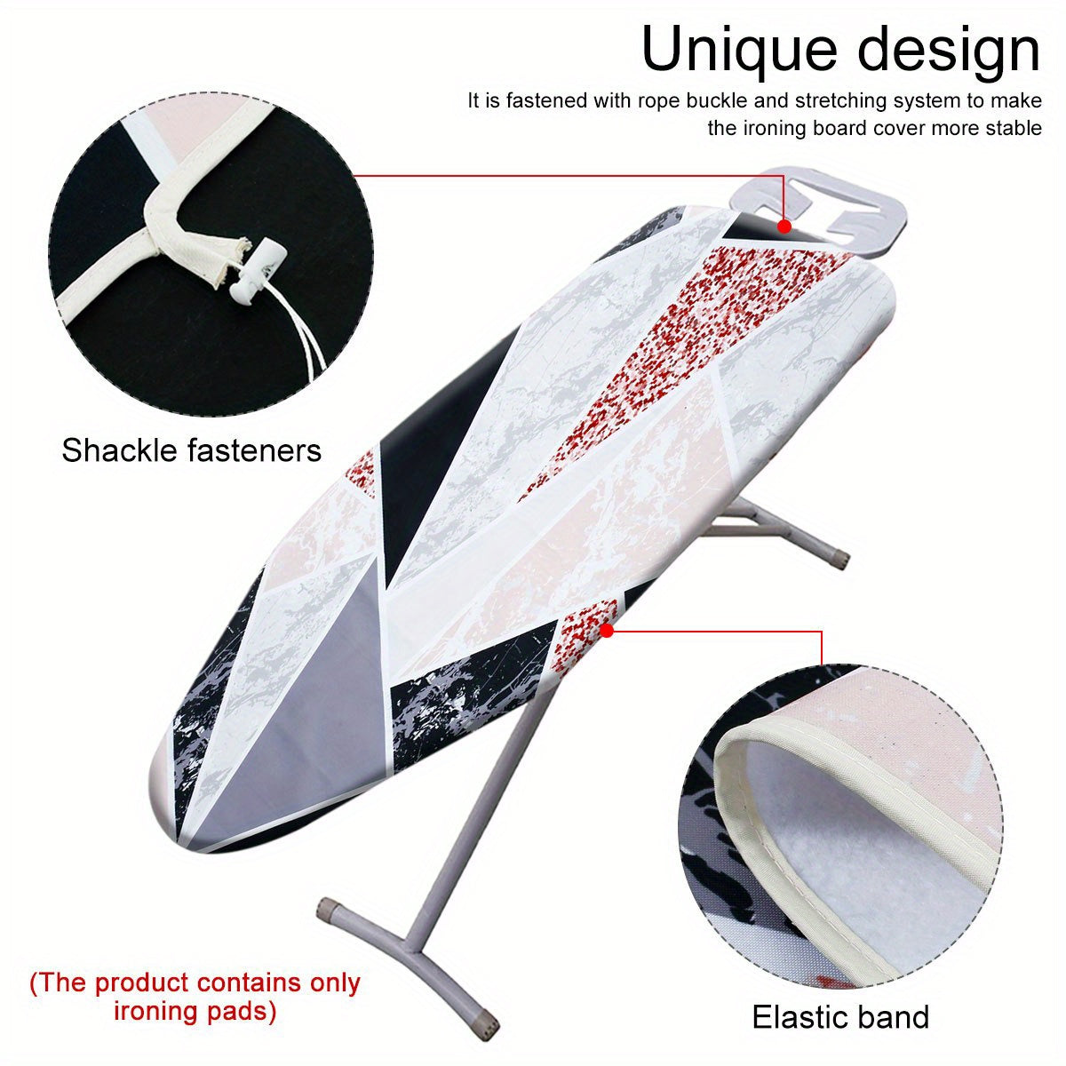 Ironing Board Cover made of 100% Cotton, size 139.7x50.8 cm, Resistant to Scorching, Elasticized Edges for Adjustability, Perfect for Home and Hotel Use.